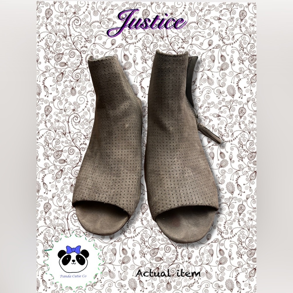 Justice Peep-Toe Zip-up Ankle Boots,  Size 7, NWOT